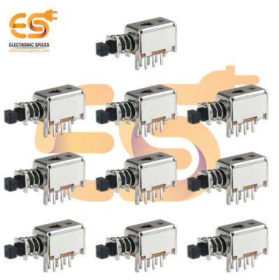0.5A 50V 6-Pin L Shape Metal Body Panel Mount Mini Plastic Handle Push Switch Pack of 10